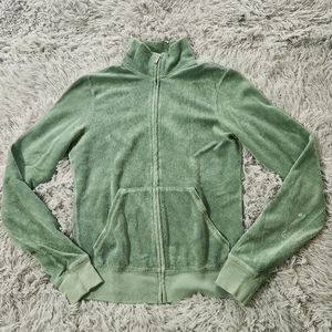 Juicy Couture Light Green Y2K Terry Zip Up Jacket